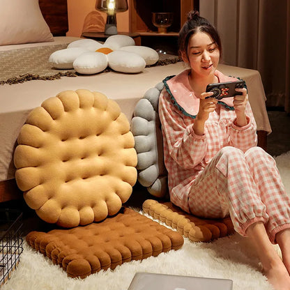 Seat Cushion Biscuit Plush Pillow Cozy Home Decor Fall 2025 Decorative Chair Car Pad Comfort Gift