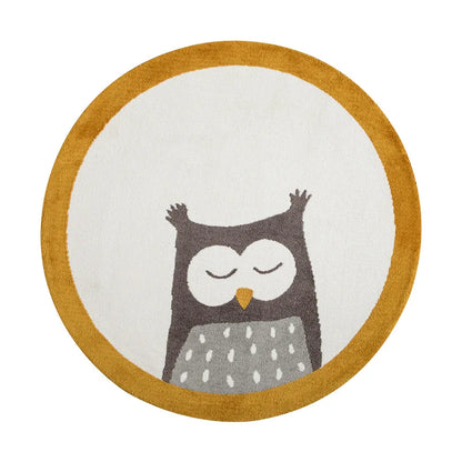 Kids Play Mat Thickened Round Cartoon Owl Panda Nordic Rug Back To School 2025 Cushioned Crawling Mat