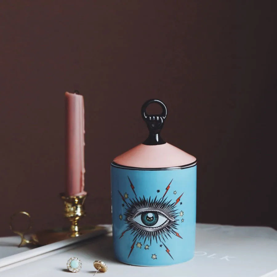 Candle Holder Starry Sky Big Eye Ceramic Jar Home Decor Fall 2025 Aromatherapy Scented Gift