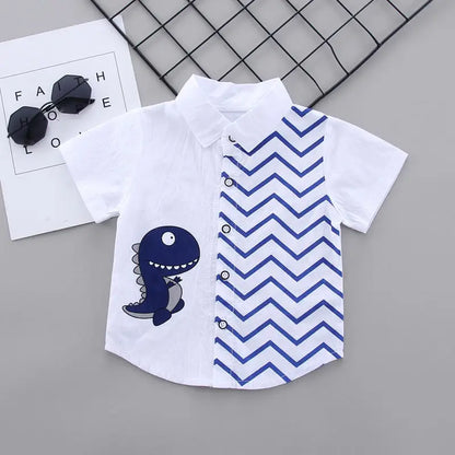 Design features and details on the baby boys dinosaur t-shirt and shorts set - view 4