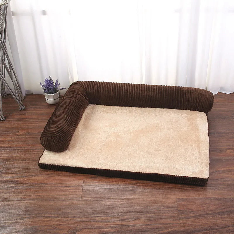 Dog Bed Coral Fleece L Shaped Sofa Bed Fall 2025 Waterproof Bolster Cushion Machine Washable Cozy Support