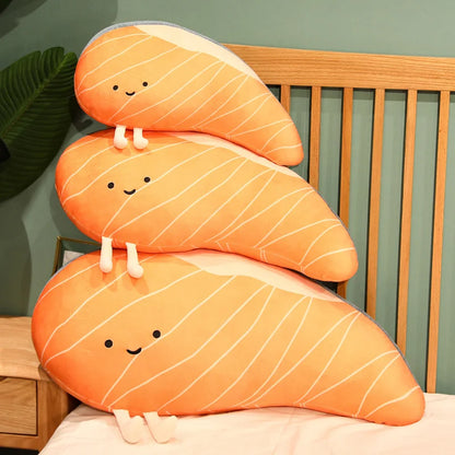 Salmon Plush Pillow Realistic Food Cushion Cozy Gift