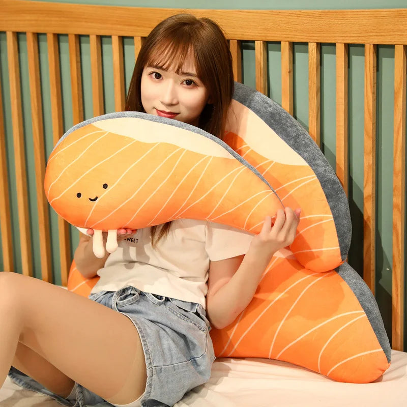 Salmon Plush Pillow Realistic Food Cushion Cozy Gift