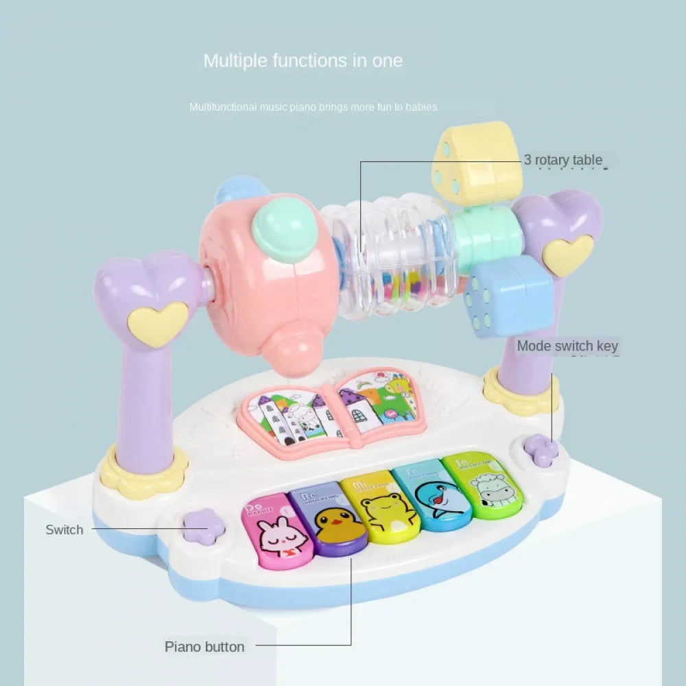 Musical Piano Toy for Babies - Rotating Light & Sound Keyboard with Animal Sounds, Educational Fun for Kids Aged 1-3, Perfect Christmas Gift