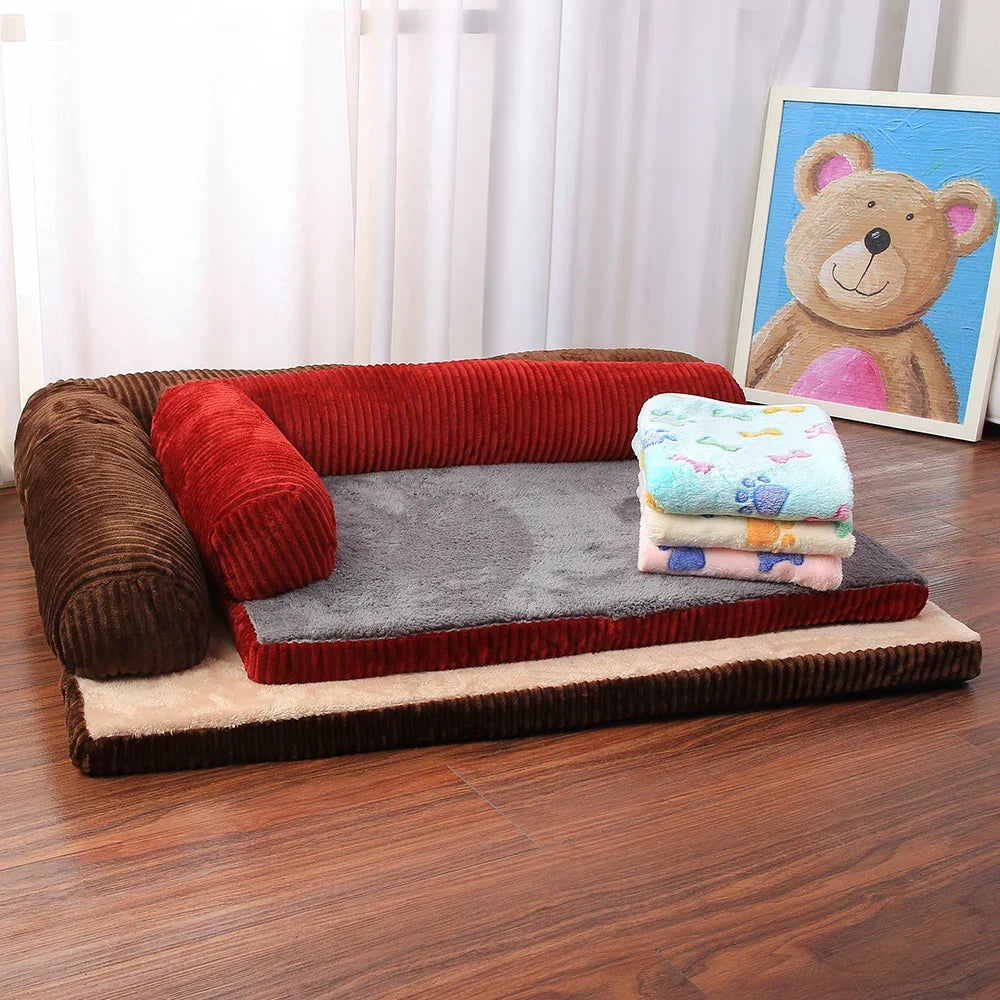 Dog Bed Coral Fleece L Shaped Sofa Bed Fall 2025 Waterproof Bolster Cushion Machine Washable Cozy Support