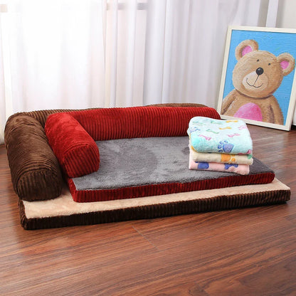 Dog Bed Coral Fleece L Shaped Sofa Bed Fall 2025 Waterproof Bolster Cushion Machine Washable Cozy Support
