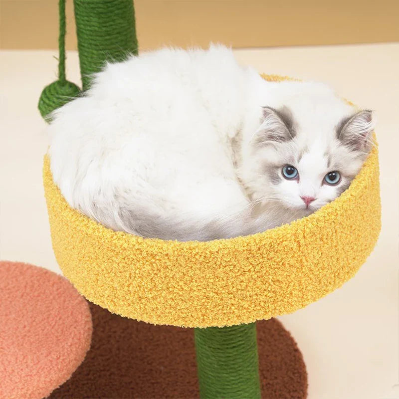 Cat Tree Cactus Style Sisal Tower Three Tier Scratching Post Cat Condo Fall 2025 Cozy Perches Gift