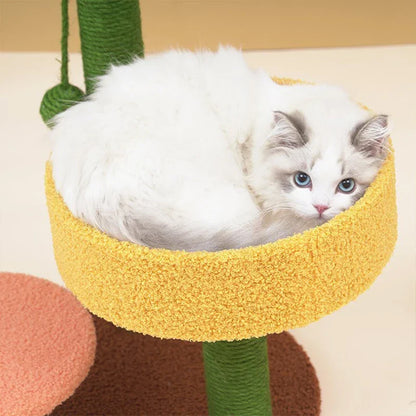 Cat Tree Cactus Style Sisal Tower Three Tier Scratching Post Cat Condo Fall 2025 Cozy Perches Gift
