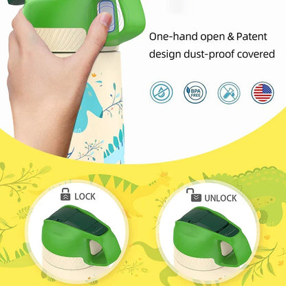 Kids Water Bottle 350ml Vacuum Insulated Thermos Healthy Straw BPA Free Back to School 2025 Hot Cold 24H