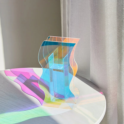 Acrylic Vase M Size Geometric Tabletop Vase Fall 2025 Rainbow Sunlight Reflection Desktop Home Decor Gift
