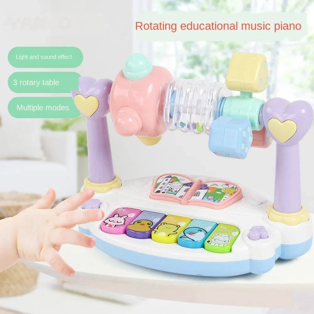 Musical Piano Toy for Babies - Rotating Light & Sound Keyboard with Animal Sounds, Educational Fun for Kids Aged 1-3, Perfect Christmas Gift