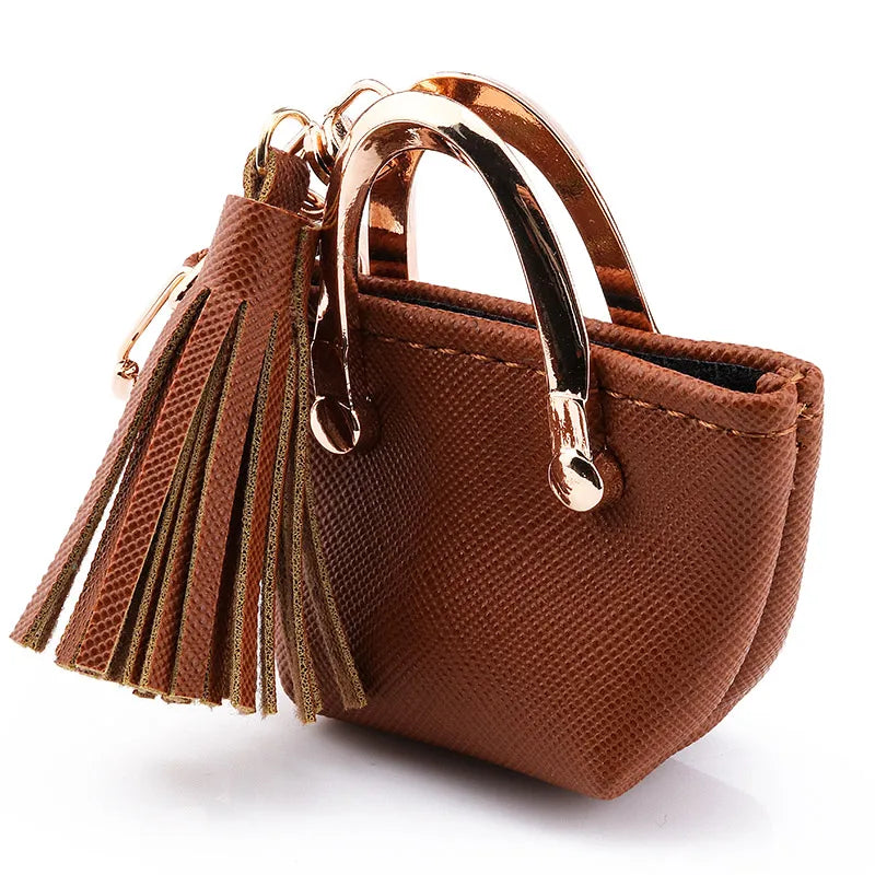 1+1 Free Birkin Inspired Mini Hand Bag - PU Leather Coin Bag Charm Keychain