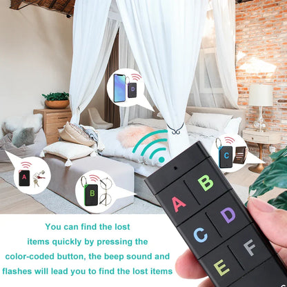 Wireless Key Finder 1 Transmitter 6 Receivers RF Locator Back To School 2025 Home Tracker With 80dB Beep And LED