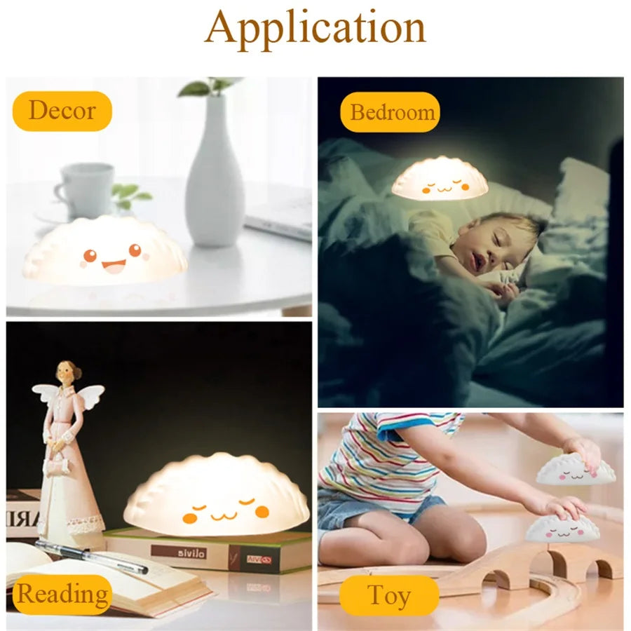 Night Light Rechargeable LED Bun Dumpling Cartoon Bedside Lamp Fall 2025 Kids Bedroom Soft Sleep Gift
