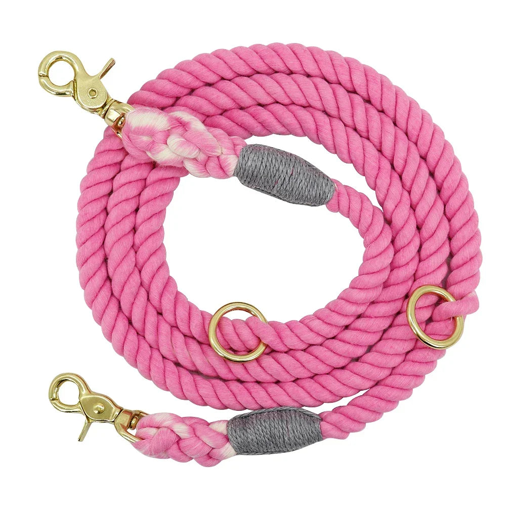 Dog Leash Rope Nylon Heavy Duty Walking Lead Hiking Training Fall 2025 Comfortable Leather Wrapped Grip