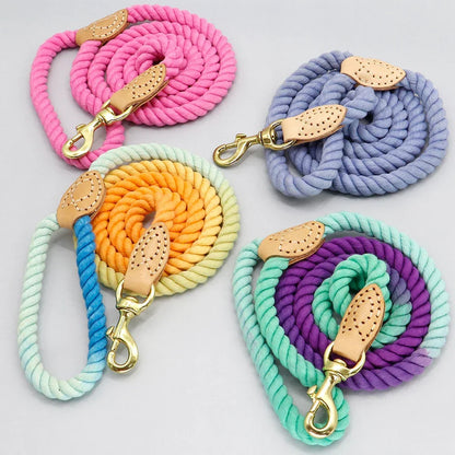 Dog Leash Rope Nylon Heavy Duty Walking Lead Hiking Training Fall 2025 Comfortable Leather Wrapped Grip