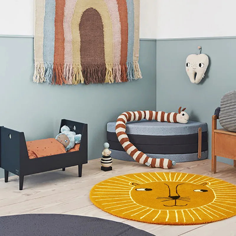 Kids Play Mat Thickened Round Cartoon Owl Panda Nordic Rug Back To School 2025 Cushioned Crawling Mat