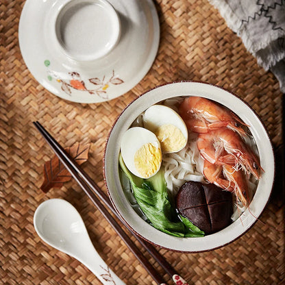 Ramen Bowl Large Ceramic With Lid Retro Fall 2025 Tableware