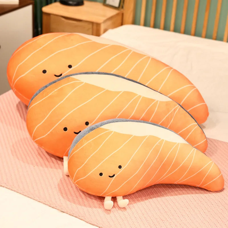 Salmon Plush Pillow Realistic Food Cushion Cozy Gift