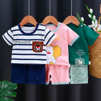 Styling option and alternate perspective of the kids cartoon t-shirt and shorts casual set