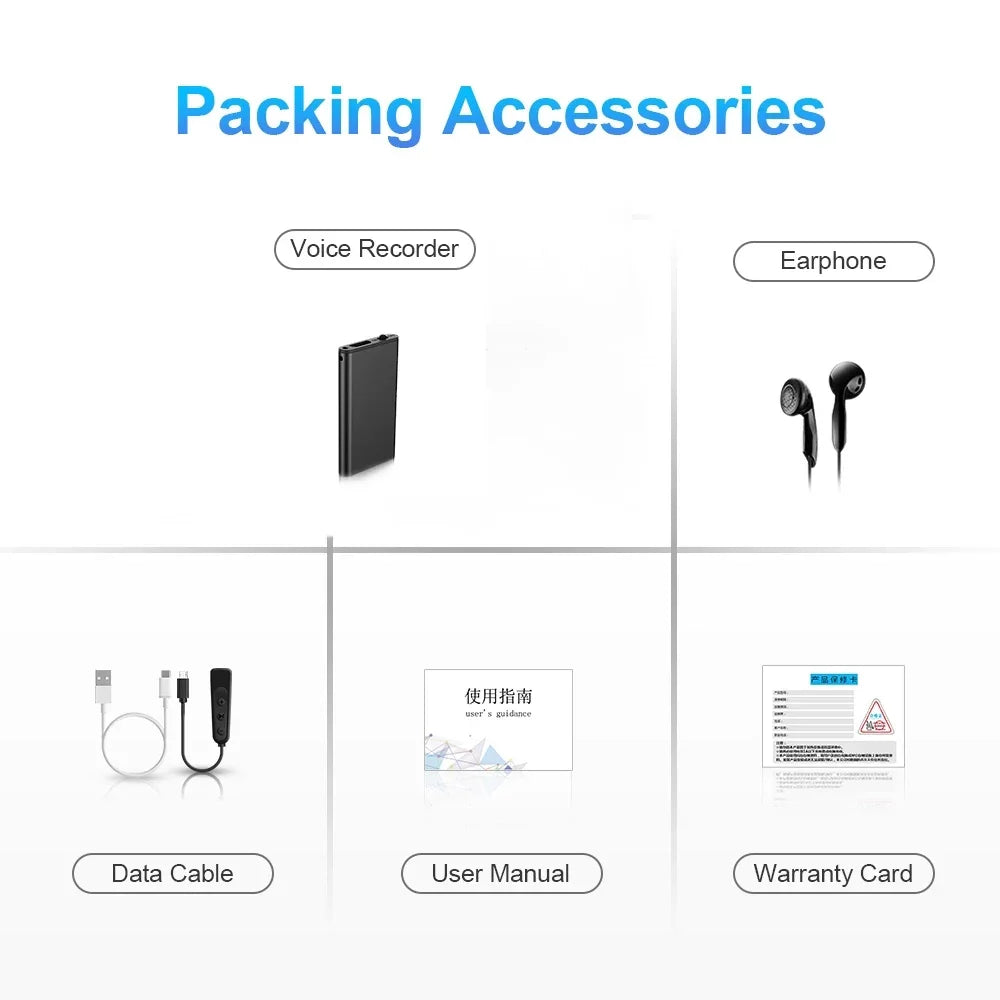 Voice Recorder Ultra Thin Mini Digital Dictaphone Compact