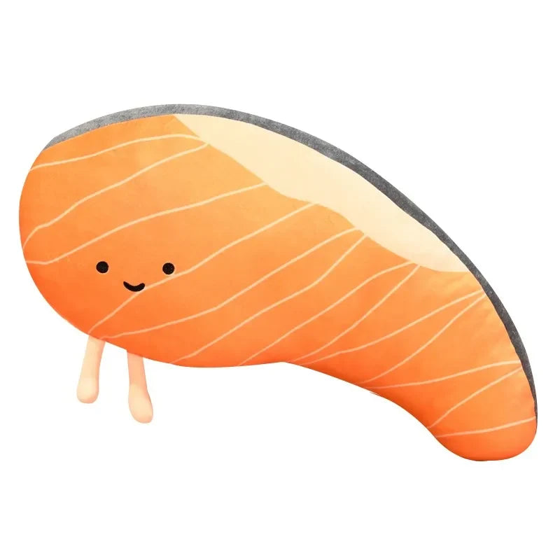 Salmon Plush Pillow Realistic Food Cushion Cozy Gift