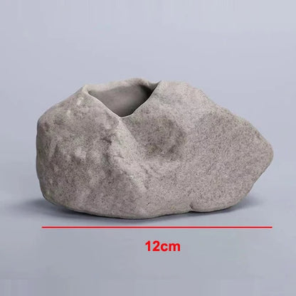 Ceramic Vase Stone Texture Tabletop Sculpture Vase Home Decor Fall 2025 Wedding Centerpiece Rustic Gift