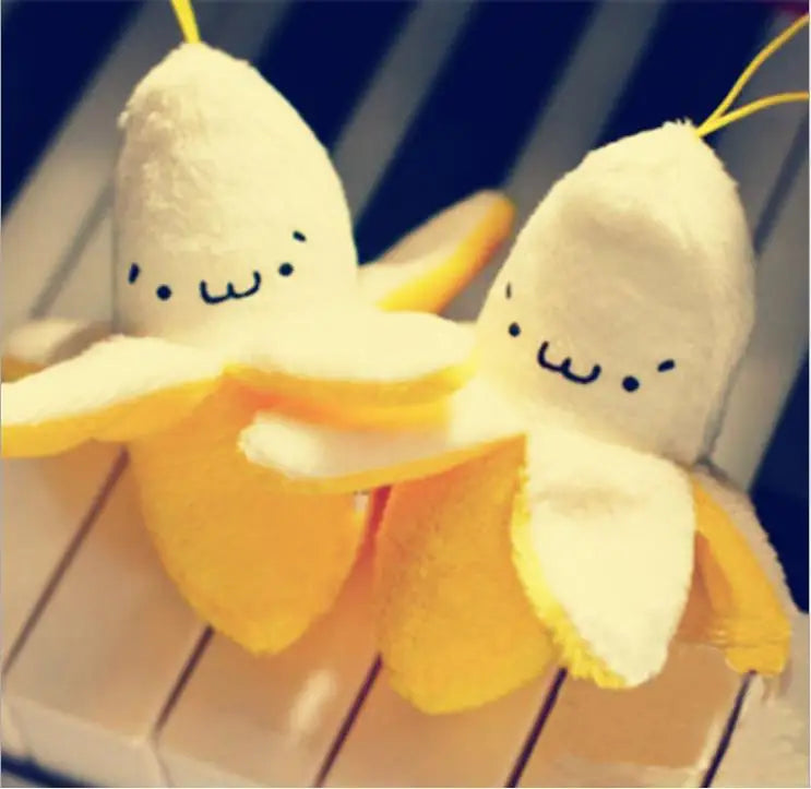 7cm Cute Banana Plush Toy Keychain Pendant, Soft Stuffed Animal with Random Facial Expression, Adorable Plushies Accessory