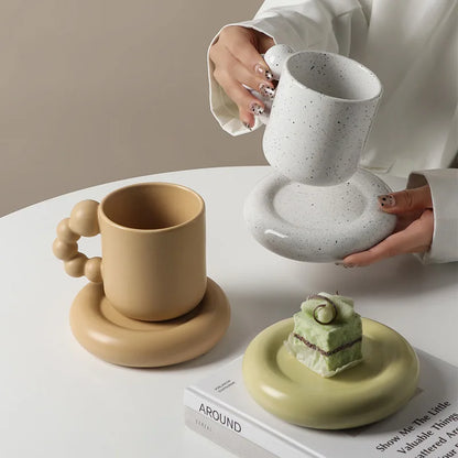Ceramic Coffee Mug Lavender Porcelain Cup With Tray Nordic Handmade Home Decor Fall 2025 Gift