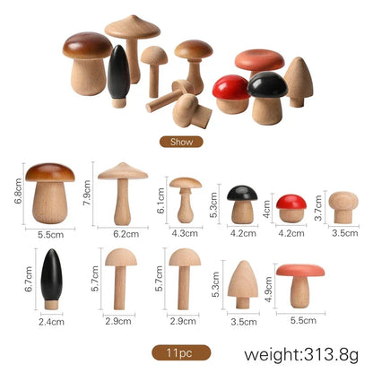 Wooden Toys Montessori Mushroom Blocks Set Kids Educational Grasping Matching Toy Back To School 2025 Eco Friendly