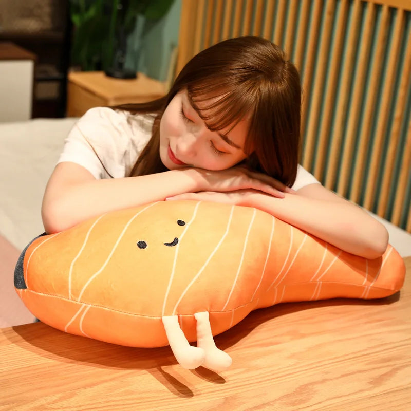 Salmon Plush Pillow Realistic Food Cushion Cozy Gift