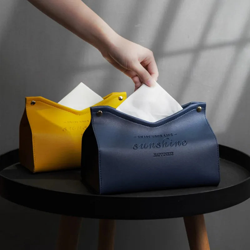Leather Tissue Box - Nordic Car & Home Decor, Large Storage Napkin Holder