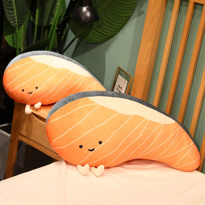 Salmon Plush Pillow Realistic Food Cushion Cozy Gift