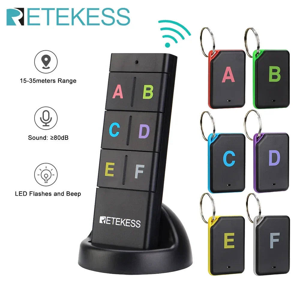 Wireless Key Finder 1 Transmitter 6 Receivers RF Locator Back To School 2025 Home Tracker With 80dB Beep And LED