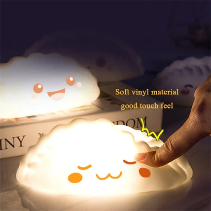 Night Light Rechargeable LED Bun Dumpling Cartoon Bedside Lamp Fall 2025 Kids Bedroom Soft Sleep Gift