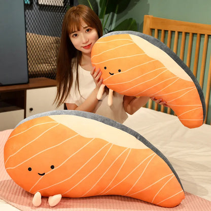 Salmon Plush Pillow Realistic Food Cushion Cozy Gift
