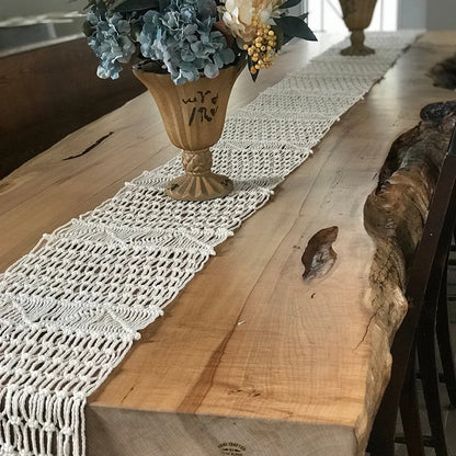 Table Runner Cotton Macrame Bohemian Style Holiday Table Decor Christmas 2025 Handmade Cozy Rustic