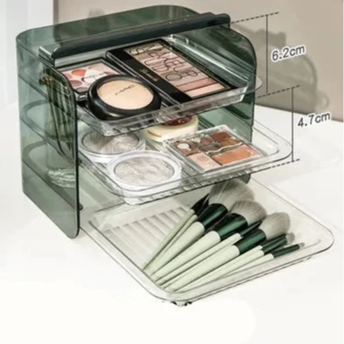3 Layers Cosmetic Storage Box - Dustproof Makeup Organizer for Jewelry, Skin Care, Desktop