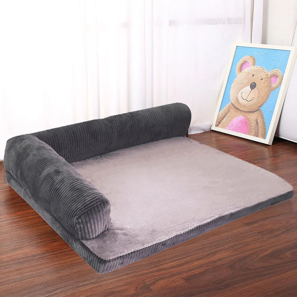 Dog Bed Coral Fleece L Shaped Sofa Bed Fall 2025 Waterproof Bolster Cushion Machine Washable Cozy Support