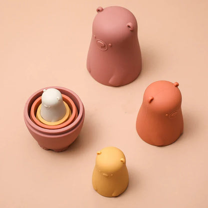 Silicone Stacking Toy Nesting Bear Matryoshka Set Holiday Gift 2025 BPA Free Educational Toy