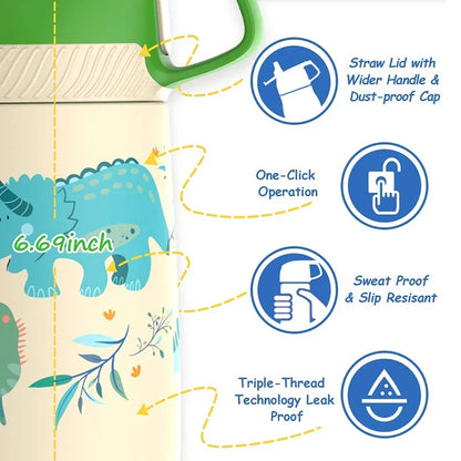 Kids Water Bottle 350ml Vacuum Insulated Thermos Healthy Straw BPA Free Back to School 2025 Hot Cold 24H