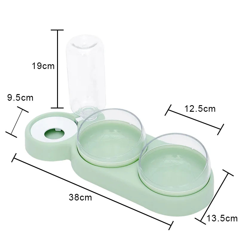 Raised Pet Feeding Station Tilted 3-Bowl Design With 500ML Water Bottle Fall 2025 Ergonomic Spine Protection