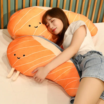 Salmon Plush Pillow Realistic Food Cushion Cozy Gift