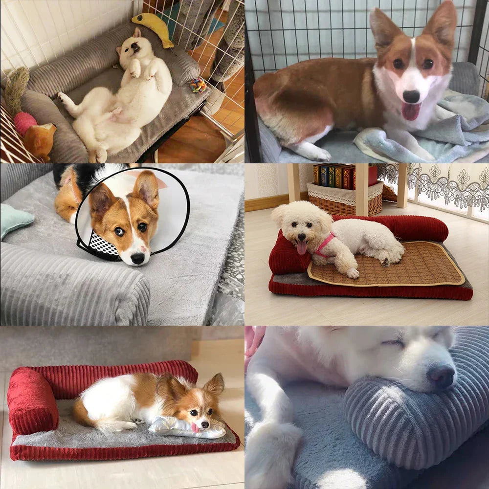 Dog Bed Coral Fleece L Shaped Sofa Bed Fall 2025 Waterproof Bolster Cushion Machine Washable Cozy Support