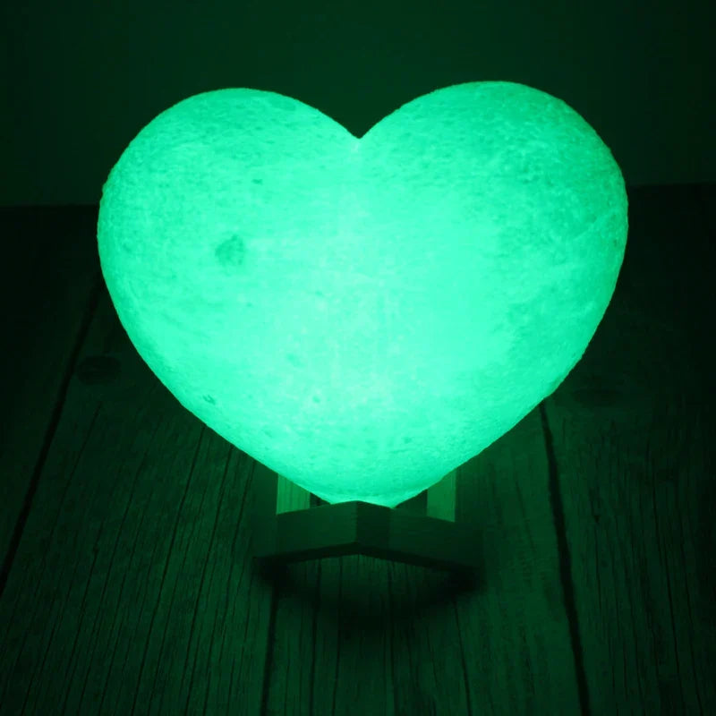 3D Moon Lamp Heart Shape Night Light USB Rechargeable Remote Controlled Romantic Decor Fall 2025 Gift