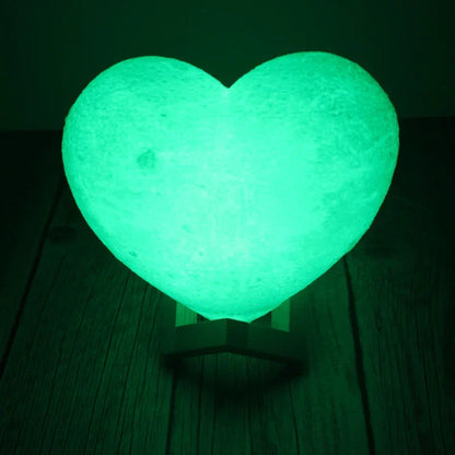3D Moon Lamp Heart Shape Night Light USB Rechargeable Remote Controlled Romantic Decor Fall 2025 Gift