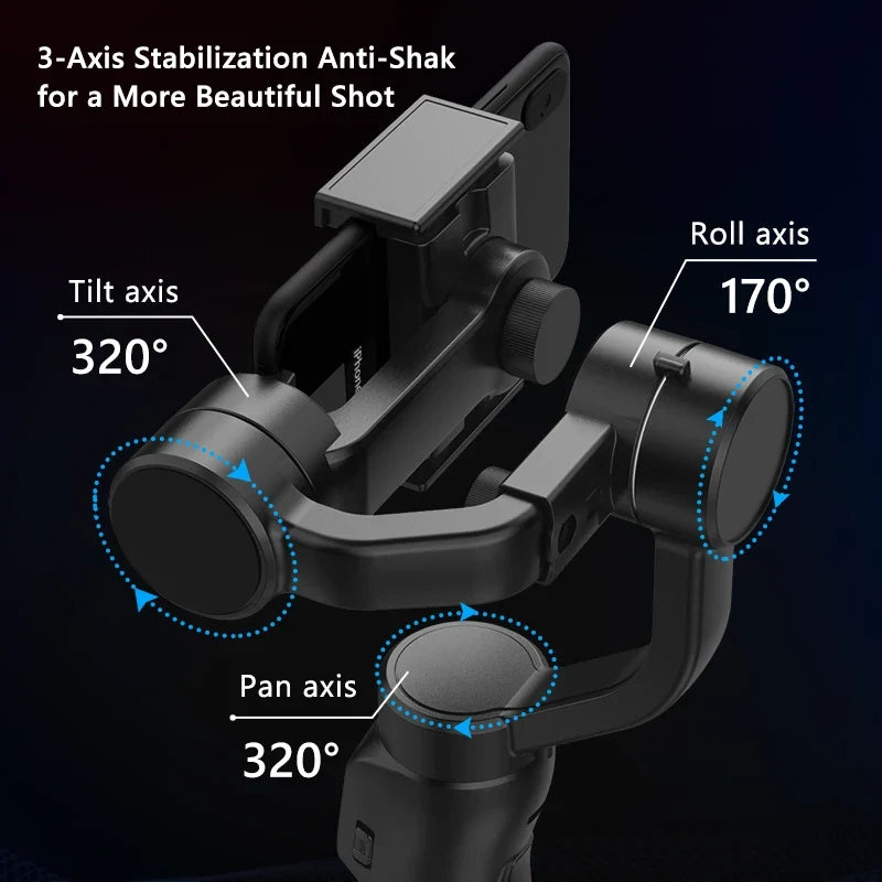 3-Axis Handheld Gimbal Stabilizer with Accessories - Anti Shake Smartphone Video Holder for Android & iPhone