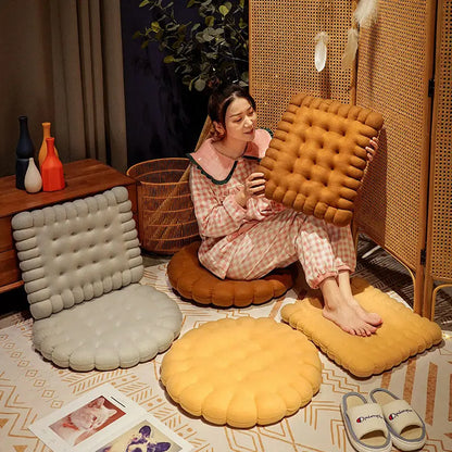 Seat Cushion Biscuit Plush Pillow Cozy Home Decor Fall 2025 Decorative Chair Car Pad Comfort Gift