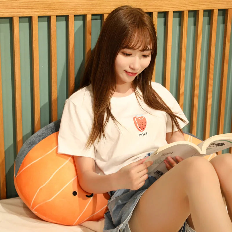 Salmon Plush Pillow Realistic Food Cushion Cozy Gift