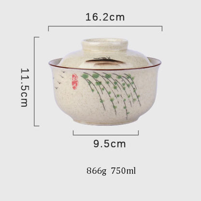Ramen Bowl Large Ceramic With Lid Retro Fall 2025 Tableware